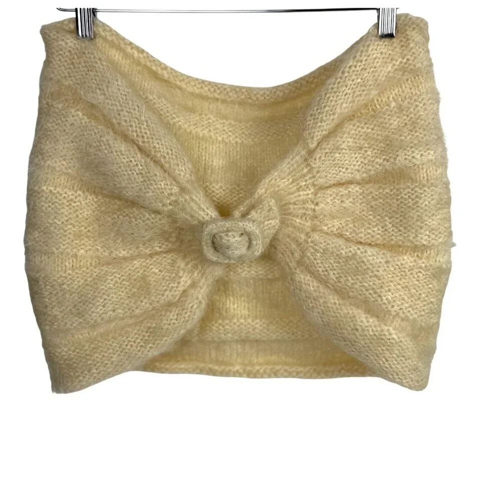 Vintage 1960's Handmade Soft Mohair Knit Shawl Stole Wrap Beige